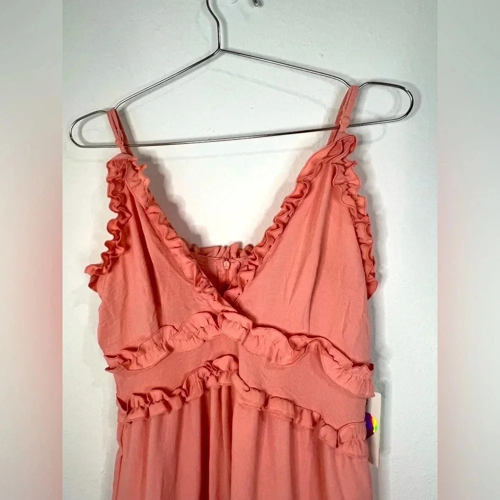 Iris Coral Ruffled Strapped Dress — image 4 of 8